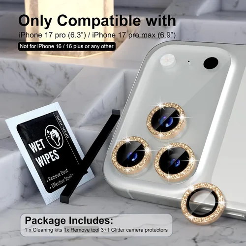 Vista 360 de Choiche Compatible para iPhone 16 Pro/iPhone 16 Pro Max Protector de Lente de Cámara, Vidrio Templado 9H Protector de Pantalla de Cubierta de Cámara