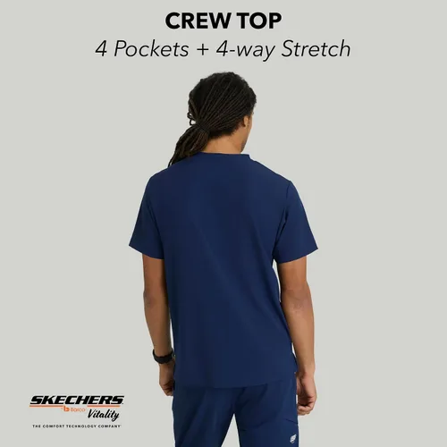 Vista 3 de Skechers Vitality by BARCO Crew - Camiseta médica con cuello en V cruzado, camiseta médica de tela sostenible para hombre