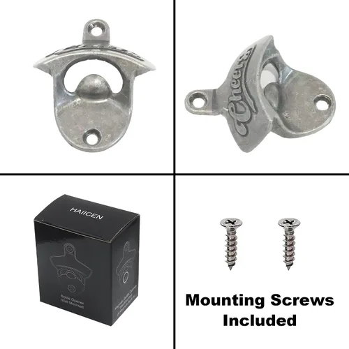 Vista 5 de Magnetic Beer Bottle Cap Opener Wall Mounted Stainless Silver Aged Silver