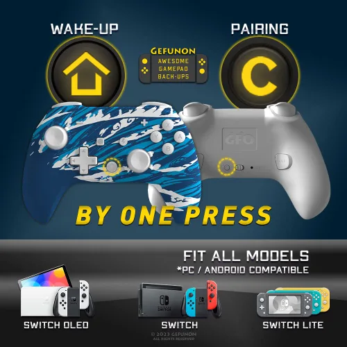 Vista 3 de Gefunon Switch Controller, Wireless Pro Controller Compatible with Nintendo SwitchLiteOLED, Water Breathing Edition Anime Game Control with Turbo