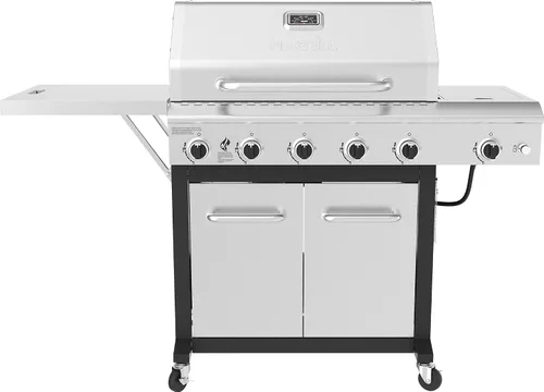 Vista 8 de Nexgrill Parrilla de Gas Propano Deluxe de 5 Quemadores con Mesa Lateral y Quemador Lateral de Sellado de Cerámica, 771 pulgadas cuadradas, 75000