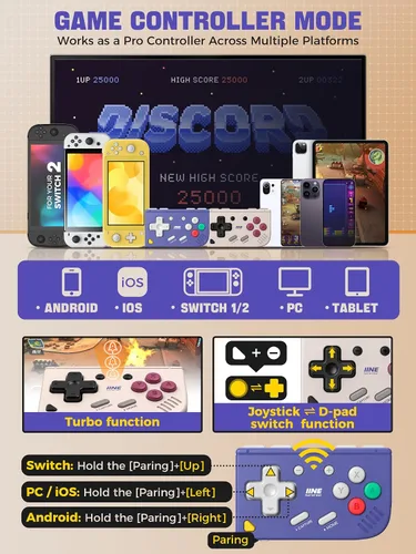 Vista 8 de IINE Mini Retro Game Controller, Pocket-Size Wireless Mini Game Controller with Keychain Design, Portable Travel Controller for Mobile & PC Gaming