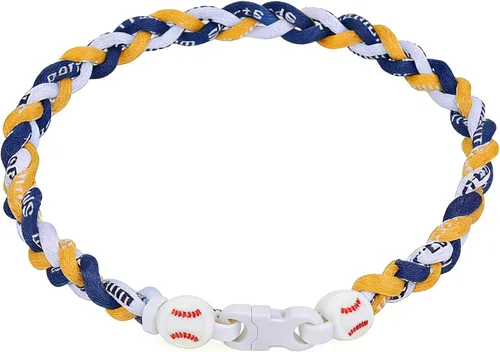 Vista 10 de Collar de béisbol de 18 pulgadas, regalos de goteo de béisbol, collares deportivos de tres trenzas, collares de titanio Tornado de cuerda deportiva