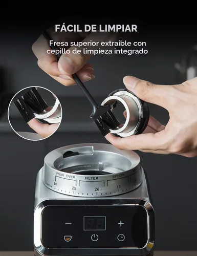 Vista 7 de Emojoy - Molinillo de café eléctrico, molinillo de granos de café con 30 ajustes de molienda, molinillo de café para uso doméstico, pantalla táctil