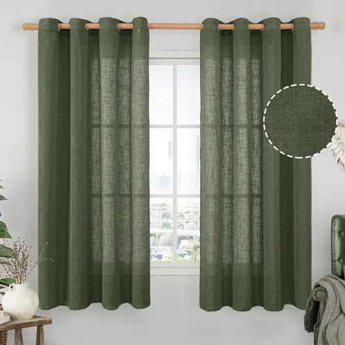 Vista 188 de LAMIT Cortinas de lino marrón caramelo para sala de estar, 84 pulgadas, de lino sintético, texturizado, filtrante de luz, paneles de privacidad