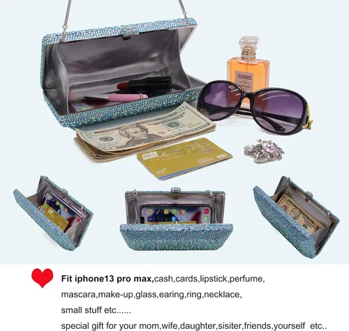 Vista 4 de Bestenda Caja de cristal de lujo Minaudiere Bolso de mano para mujer boda desfile de moda deslumbrante diamante para fiesta nocturna bolso