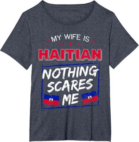 Vista 50 de My Wife Is Haitian Republic of Haiti Heritage Roots - Camiseta con bandera, Negro, S