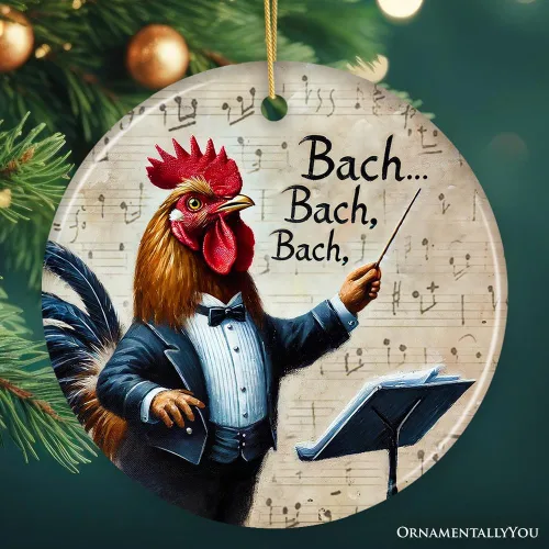 Vista 6 de Bach Bach Bach - Adorno de conductor de pollo, decoración navideña musical juguetona, versión 1