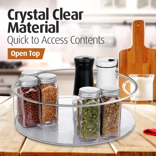 Vista 4 de Lazy Susan - Organizador de tocadiscos – para cocina, despensa, gabinete, mesa de comedor, refrigerador, encimera – Susan giratoria transparente – 9