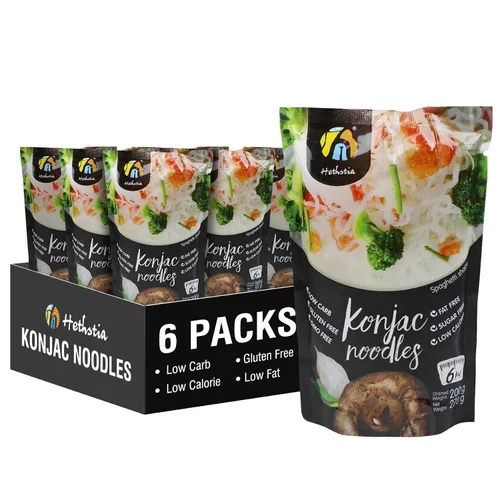 Vista 15 de Hethstia Konjac Noodles Angel Hair - Paquete de 6 fideos Shirataki, bajo en calorías, bajo en carbohidratos, sin azúcar, sin gluten, apto para dieta