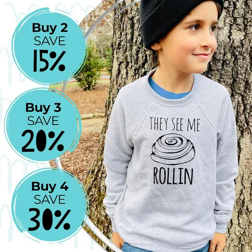 Vista 3 de Long Sleeve Unisex Kids' Sweatshirt, Unisex Graphic Sweatshirt, Shirts with Sayings