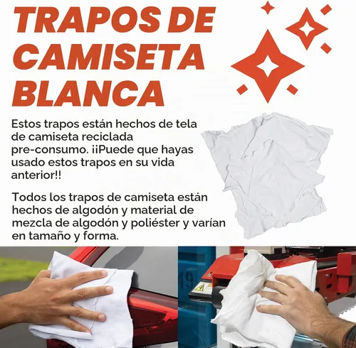 Vista 4 de Arkwright - Trapos para camisetas a granel, bolsa de 5 libras, toallas de limpieza de algodón, paños de limpieza de punto de baja pelusa
