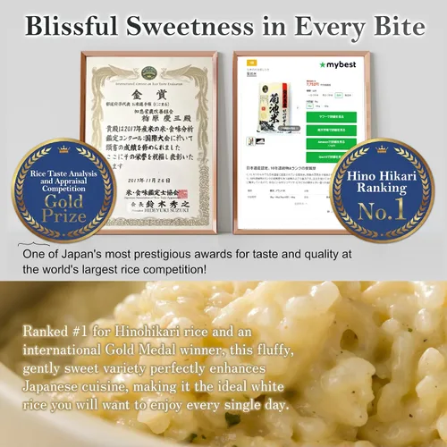 Vista 6 de Arroz blanco de grano corto HINOHIKARI 11.0 lbs de Kumamoto, Japón, galardonado con la "Especial A" por 11 años consecutivos, Producto Japonés