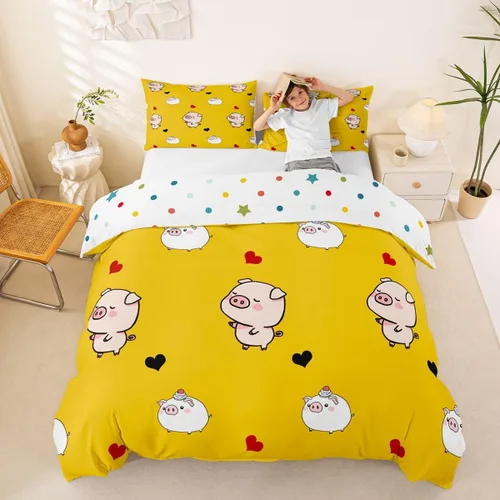 Vista 26 de Erosebridal - Juego de ropa de cama kawaii, juego de funda de edredón con diseño de fresa rosa, para mujeres, niñas y niños, decoración