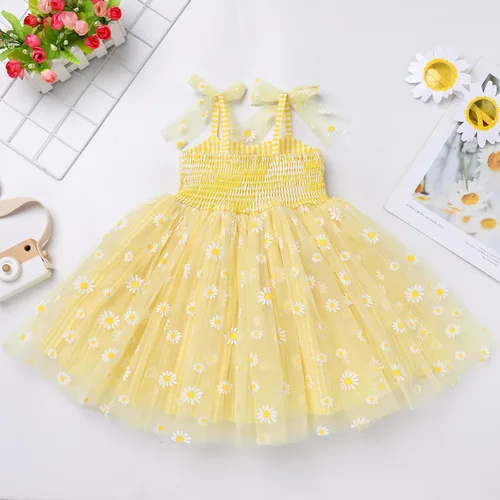 Vista 2 de Vestido tutú para niña, sin mangas, fruncido, vestido de verano con lentejuelas brillantes, lunares, estrellas, princesa, vestido de tul