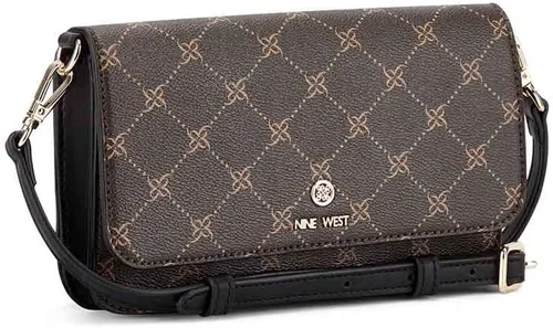 Vista 4 de Nine West LINNETTE Cartera ON A String, Marrón Negro Logo, Logotipo marrónnegro