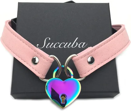 Vista 3 de Collar de Gargantilla con Candado y Llave con Candado de Corazón para Mujeres y Hombres, 14 pulg., Terciopelo