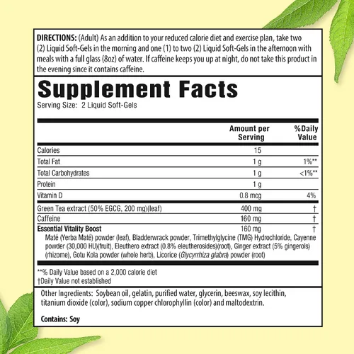 Vista 2 de Applied Nutrition Quemador de grasa de té verde - 30 geles blandos líquidos