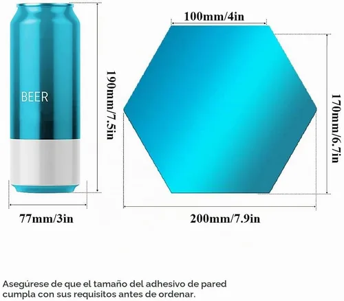 Vista 3 de Juego de 12 calcomanías de pared para bricolaje, espejo hexagonal, para decoración de sala de estar, dormitorio (azul)