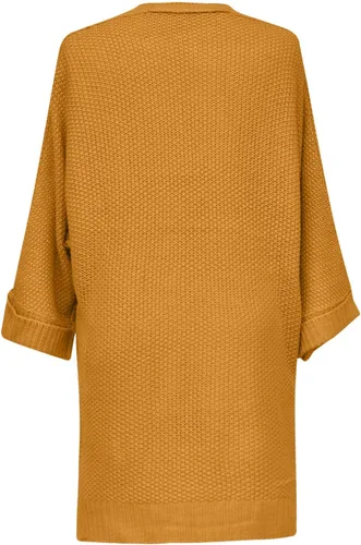 Vista 6 de Cárdigan de punto de color sólido de longitud media para mujer, suéter casual de manga larga, suelto, moderno blusa de gasa con frente abierto