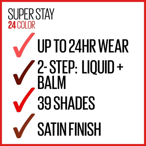 Vista 7 de Maybelline Super Stay 24, lápiz labial líquido de maquillaje de 2 pasos, color altamente pigmentado de larga duración con bálsamo hidratante, Merlot