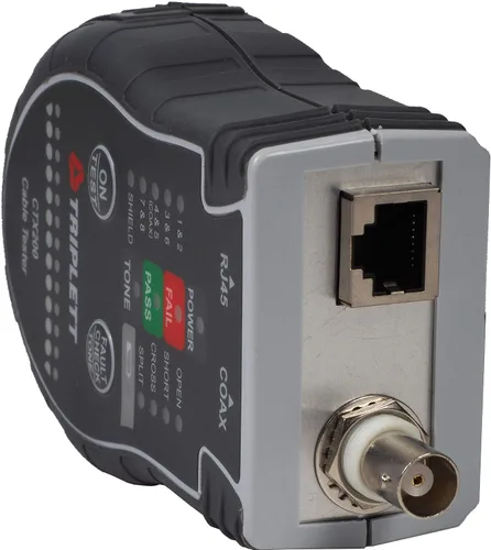 Vista 2 de Triplett CTX200 Tester LAN CAT de bolsillo para cables RJ45, CAT 5/6 y coaxiales con resultados instantáneos de paso/fallo