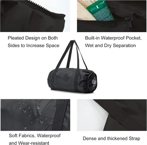 Vista 5 de Pequeña bolsa de gimnasio, bolsa deportiva impermeable para mujeres, mini bolsa de lona portátil para hombres, bolsa de entrenamiento plegable