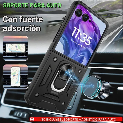 Vista 8 de Funda protectora para Motorola Razr+ Plus 2024/Razr+ Plus 2025, resistente a prueba de golpes con rotación de 360° con soporte de metal