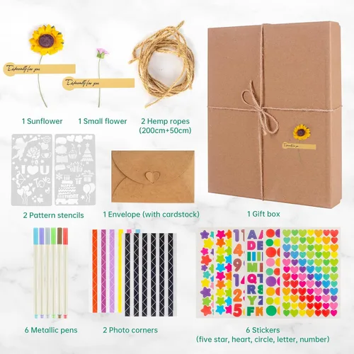 Vista 4 de AIOR Álbum de fotos, álbum de recortes, 60 páginas, tapa dura, 11 x 8.3 pulgadas, álbum de recortes con kit de álbumes de recortes de bricolaje, 3
