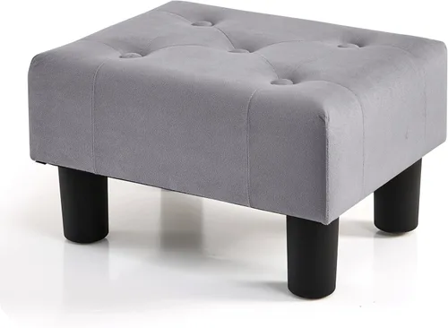 Vista 30 de BRIAN & DANY Taburete pequeño para pies, taburetes de lino con patas, reposapiés pequeño estable para sala de estar, beige