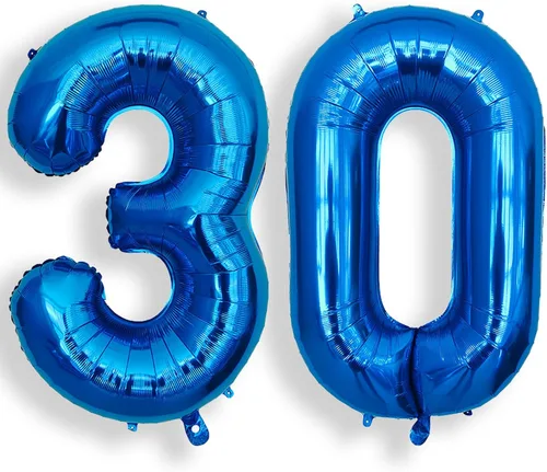 Vista 67 de AULE Globo azul de 40 pulgadas 0 con números grandes de cumpleaños del 0 al 9