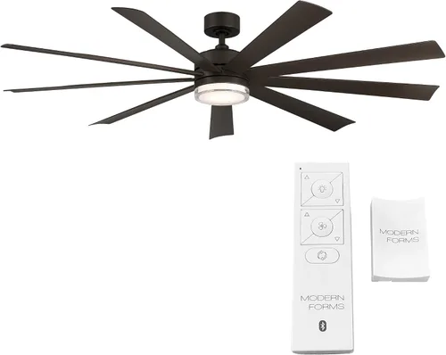 Vista 2 de Wynd XL - Ventilador de techo inteligente de 9 aspas para interiores y exteriores, 72 pulgadas, bronce con kit de luz LED de 2700 K y control