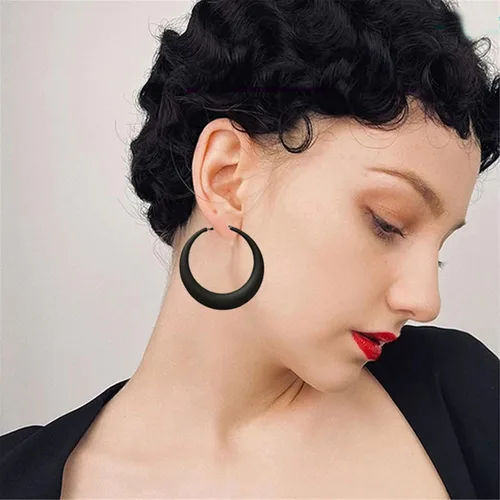 Vista 4 de ONLYJUMP Aretes circulares redondos grandes exagerados para mujer, aretes retro clásicos de neón