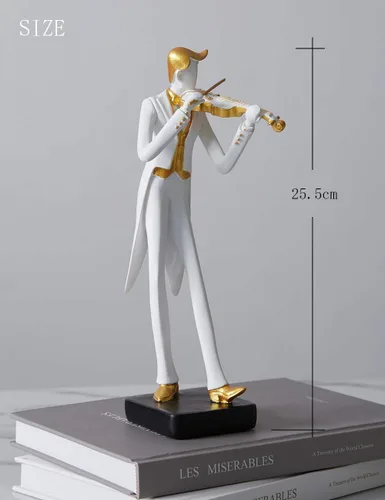 Vista 6 de HAUCOZE Estatua de músico, escultura de oboe, decoración musical, regalo para amantes de la música, para estudio, sala de estar, oficina, 10 pulgadas