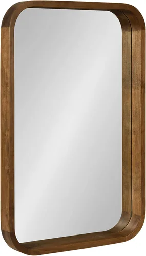 Vista 9 de Kate and Laurel Hutton Modern Radius - Espejo de pared rectangular de madera, 20 x 30 pulgadas, gris; espejo decorativo grande y robusto para pared