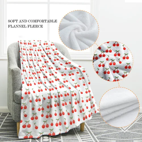 Vista 2 de Jekeno Manta de regalo de cereza para adultos y niños, regalos para amantes de las cerezas para mujeres y hombres, decoraciones de fiesta
