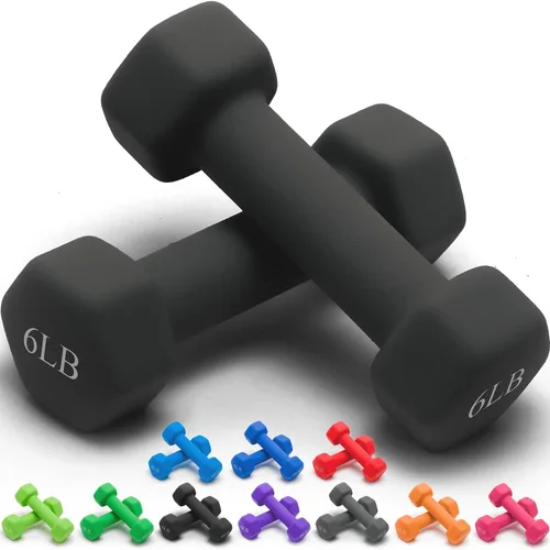 Vista 43 de Portzon Mancuernas de neopreno con agarre antideslizante para ejercicio de entrenamiento corporal total y tonificación muscular, compatible con 2