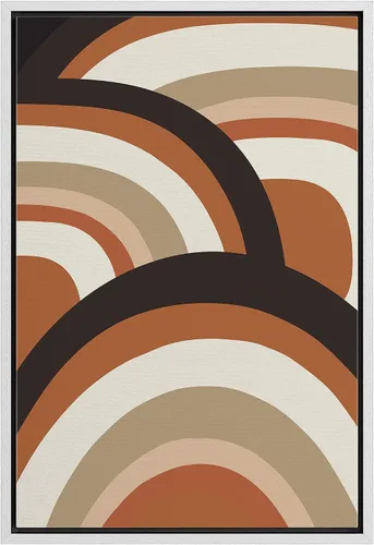 Vista 16 de bestdeal depot Lienzo enmarcado para pared, arte geométrico de sol y montaña, reflejo del mar, naturaleza, ilustraciones de área silvestre, arte