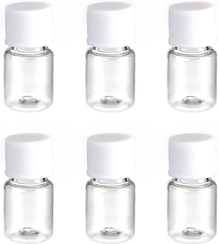 Vista 3 de Bettomshin 50 botellas de plástico PE de 0.2 fl oz (grado alimenticio), botella de reactivo de laboratorio de boca ancha, sellado de botellas