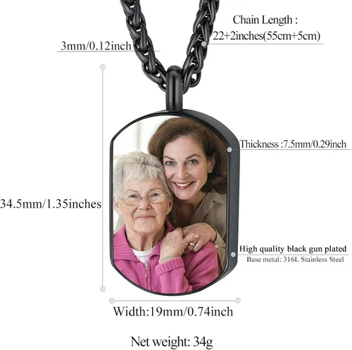 Vista 103 de FindChic Collares personalizados con urna para cenizas, barra vertical, gato, luna, reloj de arena, garra de perro, acero inoxidable, chapado en oro