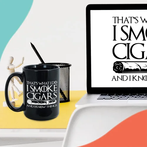 Vista 6 de Taza de cigarrillos con texto en inglés "That's What I Do I Smoke Cigars", taza de cigarrillos de 15 onzas, decoración de regalo para hombre, padre