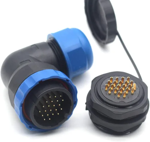 Vista 7 de SD28 2Pin ~ 26Pin con bridas codo conector de cable de aviación, conector de alimentación industrial IP67 (2 pines)