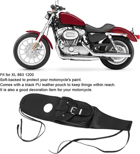 Vista 4 de Bolsa de tanque de motocicleta, cubierta de tanque de combustible de piel sintética, bolsa de tanque de gasolina, almohadilla de panel, bolsa