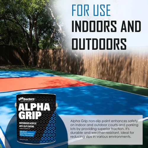 Vista 4 de Alpha Grip Pintura Antideslizante para Concreto y Asfalto – Revestimiento Antideslizante Ideal para Marcar Estacionamientos, Patios de Juegos y Negro