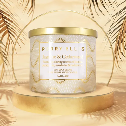 Vista 2 de Perry Ellis Velas perfumadas de vela, vela de soja de jazmín y madera de cedro