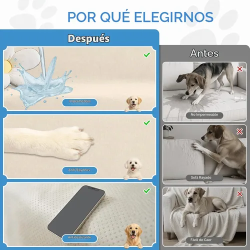 Vista 4 de Deep Dream Fundas para sofá modular, 2 piezas, 100% impermeable, funda de sofá en forma de L, funda de sofá antideslizante para perros y gatos