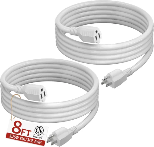 Vista 18 de Cable de extensión corto de 16/3 de 1 pie, cable de extensión negro flexible y duradero, cable de alimentación de 3 clavijas para interiores