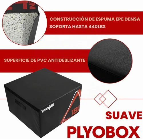 Vista 3 de Yes4All Caja pliométrica ajustable de espuma suave, entrenador de saltos - Para ejercicios pliométricos y acondicionamiento, múltiples variaciones
