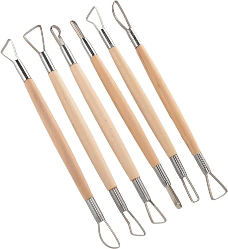 Vista 5 de Ymiko 6Pcs Double Ended Clay Modeling Tools for Pottery Sculpting and Craft Shaping, Loop & Rake Design Artisan Kit for DIY Ceramics Projects