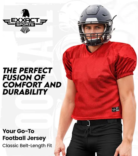 Vista 4 de Exxact Sports Camiseta de práctica de fútbol para hombre, estilo profesional, ligera y transpirable, de malla, para hombre